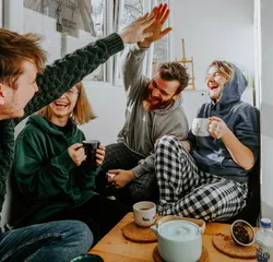 Two couples laughing