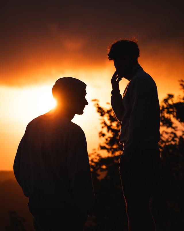 silhouettes of brothers